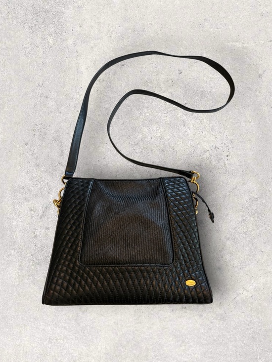 Bally Handbags - Bally Black Quilted Leather Crossbody Bag with Gold Accents